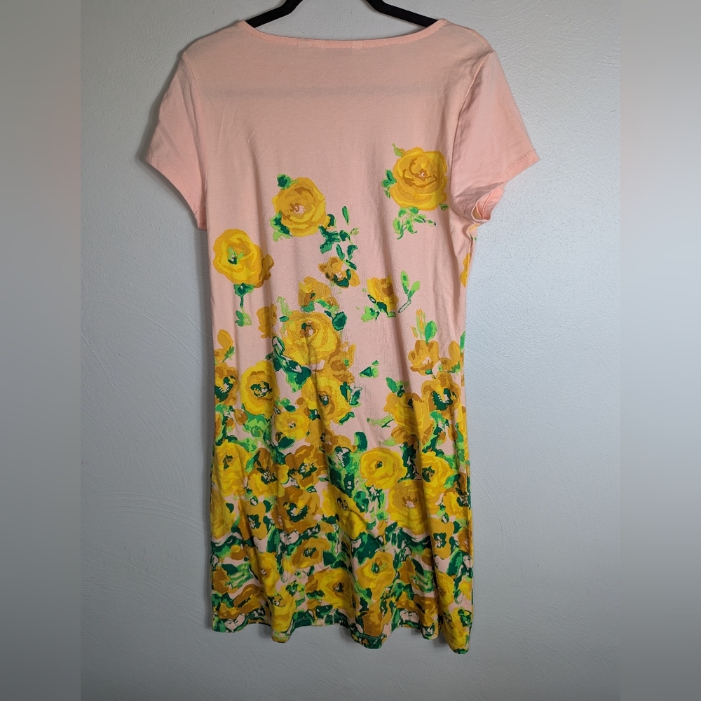 S Liz Claiborne Pink Floral Print Shirt Dress - Picture 2 of 4